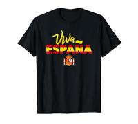 I Love Spain, Viva Espana Spanish Flag Pride Coat of Arms Camiseta gráfica económica, Hombre, Negro, M