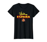 I Love Spain, Viva Espana Spanish Flag Pride Coat of Arms Camiseta gráfica económica, Mujer, Negro, S