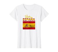 I Love Spain, Viva Espana Vintage Spain Flag Camiseta gráfica económica, Mujer, Blanco, M