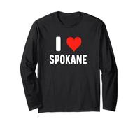 I Love Spokane Washington - Corazón - Recuerdo de Vacaciones de Viaje Manga Larga