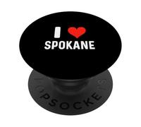 I Love Spokane Washington - Corazón - Recuerdo de Vacaciones de Viaje PopSockets PopGrip Adhesivo
