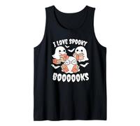 I Love Spooky Booooks Kawaii Fantasmas Libros Amante Lectura Camiseta sin Mangas