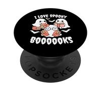 I Love Spooky Booooks Kawaii Fantasmas Libros Amante Lectura PopSockets PopGrip Adhesivo