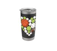 I Love Sports Baloncesto Fútbol Deportes Fan Corazón Diseño Vaso térmico de acero inoxidable de doble pared