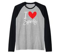 I Love Sports Fútbol Béisbol Baloncesto Futbolista Camiseta Manga Raglan