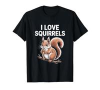 I Love Squirrels Linda Bellota Divertida Camiseta gráfica económica, Hombre, Negro, M