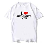 I Love Submissive Men Things Camiseta Divertido Letra Impresión 3D Manga Corta Cuello Redondo Casual Camisetas Tops para Mujeres Hombres