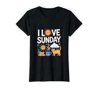 I Love Sunday Fun Relajante Feliz Día Camiseta gráfica económica, Mujer, Negro, XL