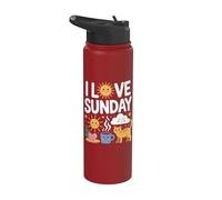 I Love Sunday Fun Relajante Feliz Día Stainless Steel Insulated Water Bottle