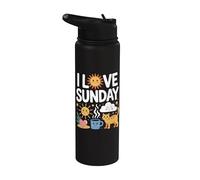 I Love Sunday Fun Relajante Feliz Día Stainless Steel Insulated Water Bottle