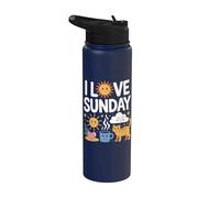 I Love Sunday Fun Relajante Feliz Día Stainless Steel Insulated Water Bottle