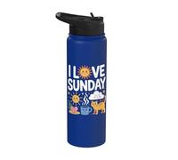 I Love Sunday Fun Relajante Feliz Día Stainless Steel Insulated Water Bottle