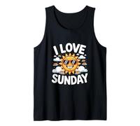 I Love Sunday Happy Sun Panqueques Diversión Camiseta sin Mangas