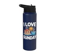 I Love Sunday Pancakes Café Sun Stainless Steel Insulated Water Bottle
