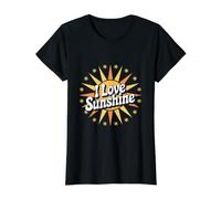 I Love Sunshine Alegre Radiant Vibes Camiseta gráfica económica, Mujer, Negro, XS