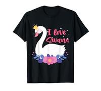 I Love Swans Bird Zoo Animal Lago Agua Lirio Flores Corona Camiseta