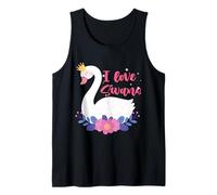 I Love Swans Bird Zoo Animal Lago Agua Lirio Flores Corona Camiseta sin Mangas