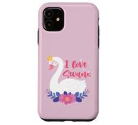 I Love Swans Bird Zoo Animal Lago Agua Lirio Flores Corona Carcasa para iPhone 11