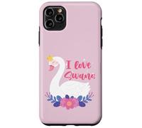 I Love Swans Bird Zoo Animal Lago Agua Lirio Flores Corona Carcasa para iPhone 11 Pro Max