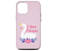 I Love Swans Bird Zoo Animal Lago Agua Lirio Flores Corona Carcasa para iPhone 12/12 Pro