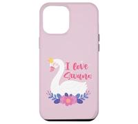 I Love Swans Bird Zoo Animal Lago Agua Lirio Flores Corona Carcasa para iPhone 12 Pro Max