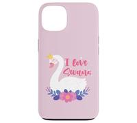 I Love Swans Bird Zoo Animal Lago Agua Lirio Flores Corona Carcasa para iPhone 13