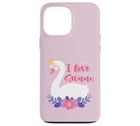 I Love Swans Bird Zoo Animal Lago Agua Lirio Flores Corona Carcasa para iPhone 13 Pro Max