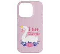 I Love Swans Bird Zoo Animal Lago Agua Lirio Flores Corona Carcasa para iPhone 14 Pro