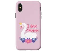 I Love Swans Bird Zoo Animal Lago Agua Lirio Flores Corona Carcasa para iPhone X/XS