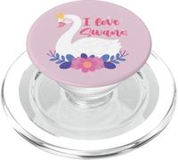 I Love Swans Bird Zoo Animal Lago Agua Lirio Flores Corona PopSockets PopGrip para MagSafe