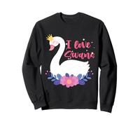 I Love Swans Bird Zoo Animal Lago Agua Lirio Flores Corona Sudadera