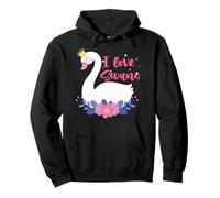 I Love Swans Bird Zoo Animal Lago Agua Lirio Flores Corona Sudadera con Capucha