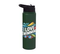 I Love Swimming Fun Piscina Aventura Cita Stainless Steel Insulated Water Bottle