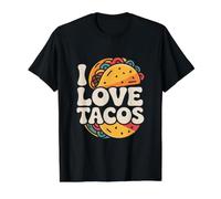 I Love Tacos Arte Comida Mexicana Camiseta gráfica económica, Hombre, Negro, M