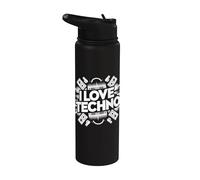I Love Techno Music Passion Festival Diversión Stainless Steel Insulated Water Bottle