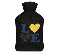 I Love Tennis Botella de agua de goma con cubierta de felpa suave, bolsa de agua caliente para invierno, manos y pies, protección contra el frío, 1000 ml