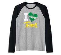 I Love Tennis Heart Court Jugador de Tenis Camiseta Manga Raglan