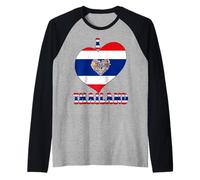 I Love Thailand Proud Thai Pride Tailandia Bandera Corazón Gráfico Camiseta Manga Raglan
