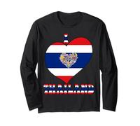 I Love Thailand Proud Thai Pride Tailandia Bandera Corazón Gráfico Manga Larga