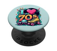 I Love The 70s Retro Cassette Roller Vinyl Disco Party 70s PopSockets PopGrip Adhesivo