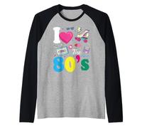 I Love The 80's Slogan, 80s-Themed Party Costume for Women Camiseta Manga Raglan
