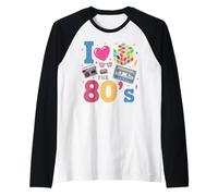 I Love The 80's Slogan, 80s-Themed Party Costume for Women Camiseta Manga Raglan