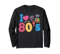 I Love The 80's Slogan, 80s-Themed Party Costume for Women Manga Larga