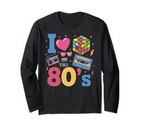 I Love The 80's Slogan, 80s-Themed Party Costume for Women Manga Larga
