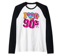 I Love The 90s Retro Vintage Colorful Party Theme 90s Women Camiseta Manga Raglan