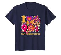 I Love The 90s Retro Vintage Halloween Costume Mujeres Hombres 90s Camiseta, Niños, Azul Marino, 4 años