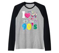 I Love The 90s Slogan 90s-Themed Party Costume for Women Camiseta Manga Raglan