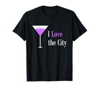 I Love The City. Púrpura Martini Bebida Vidrio Paisaje Urbano Camiseta