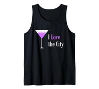 I Love The City. Púrpura Martini Bebida Vidrio Paisaje Urbano Camiseta sin Mangas