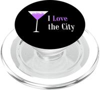 I Love The City. Púrpura Martini Bebida Vidrio Paisaje Urbano PopSockets PopGrip para MagSafe